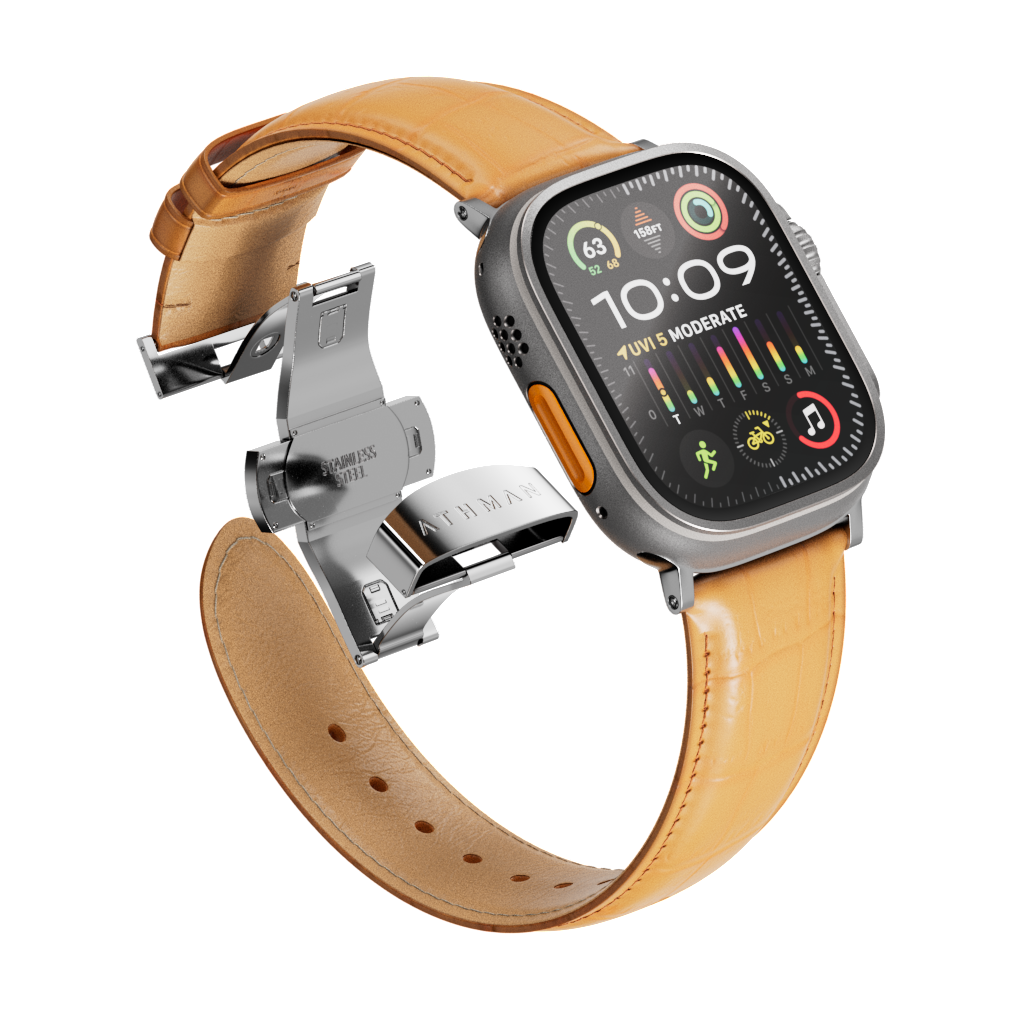 Crocodile Leather Band for Apple Watch - Light Orange