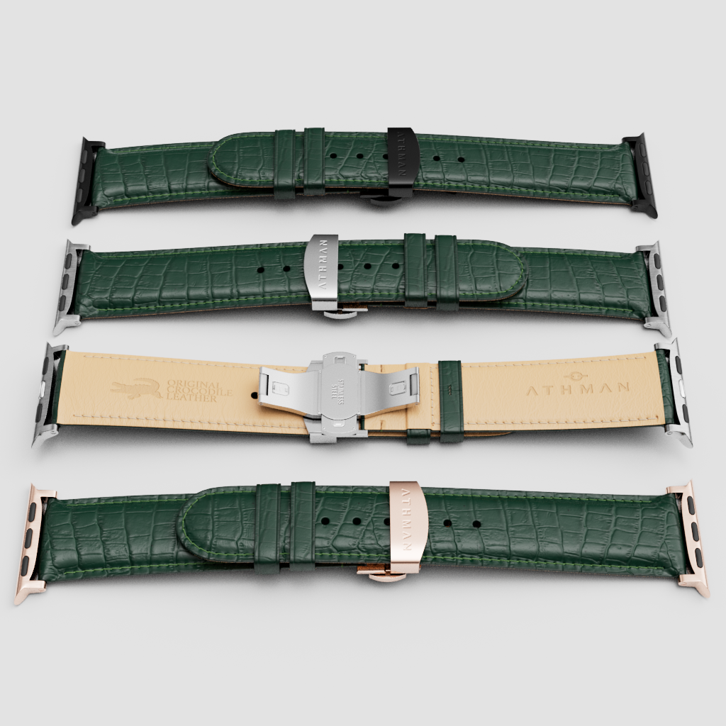 Crocodile Leather Band for Apple Watch - Dark Green