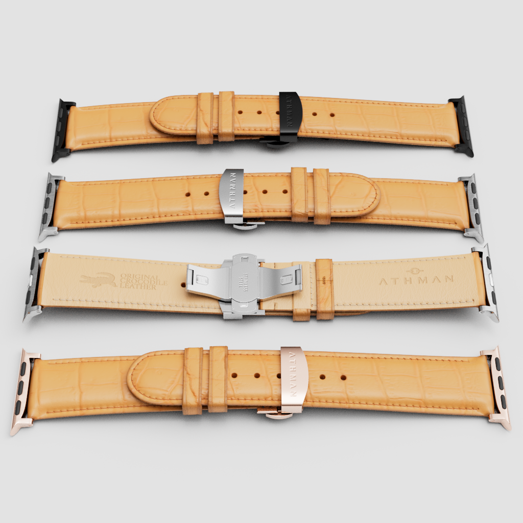 Crocodile Leather Band for Apple Watch - Light Orange