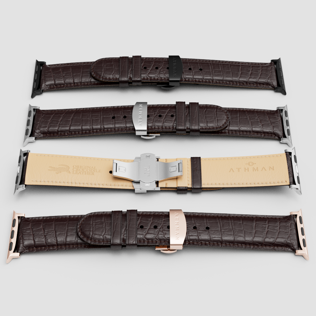 Crocodile Leather Band for Apple Watch - Brown