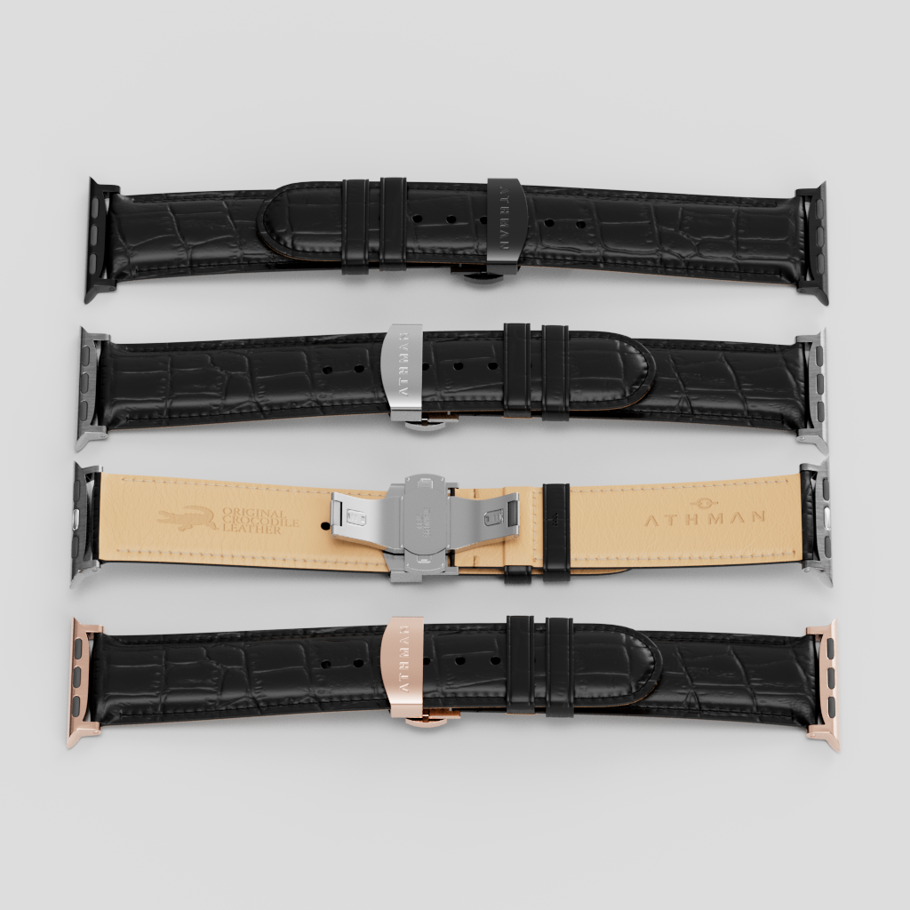 Crocodile Leather Band for Apple Watch - Black