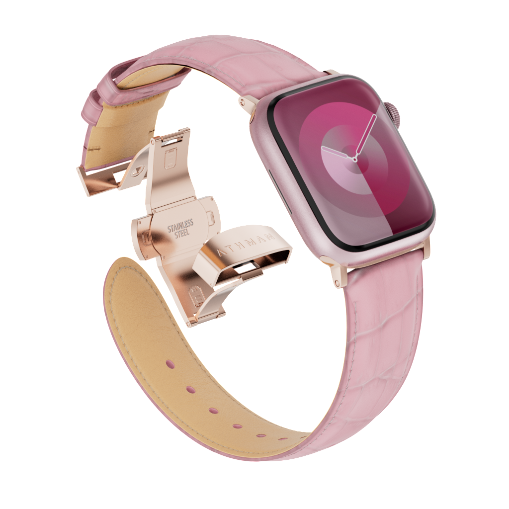 Crocodile Leather Band for Apple Watch - Pink display picture 2