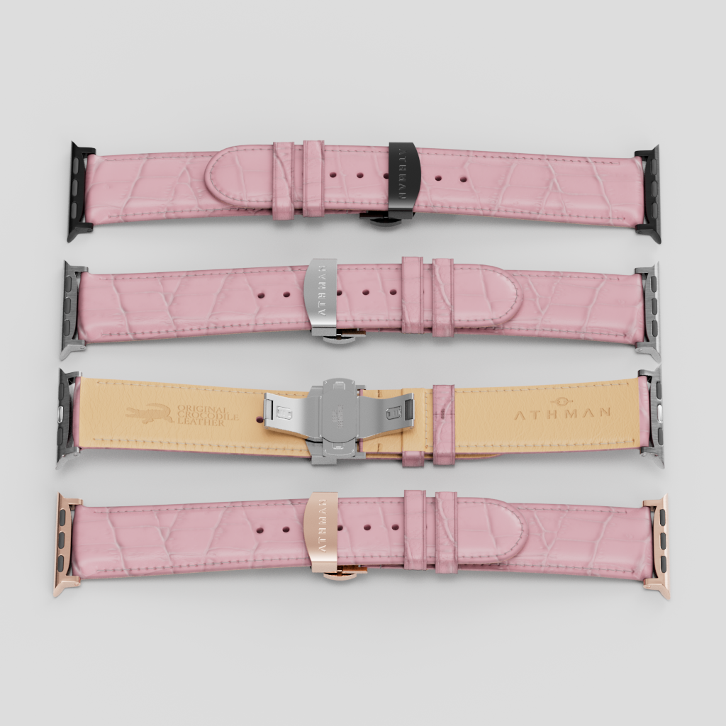 Crocodile Leather Band for Apple Watch - Pink