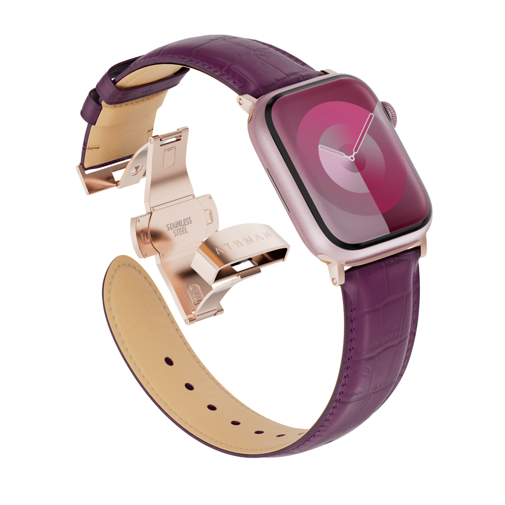 Crocodile Leather Band for Apple Watch - Purple