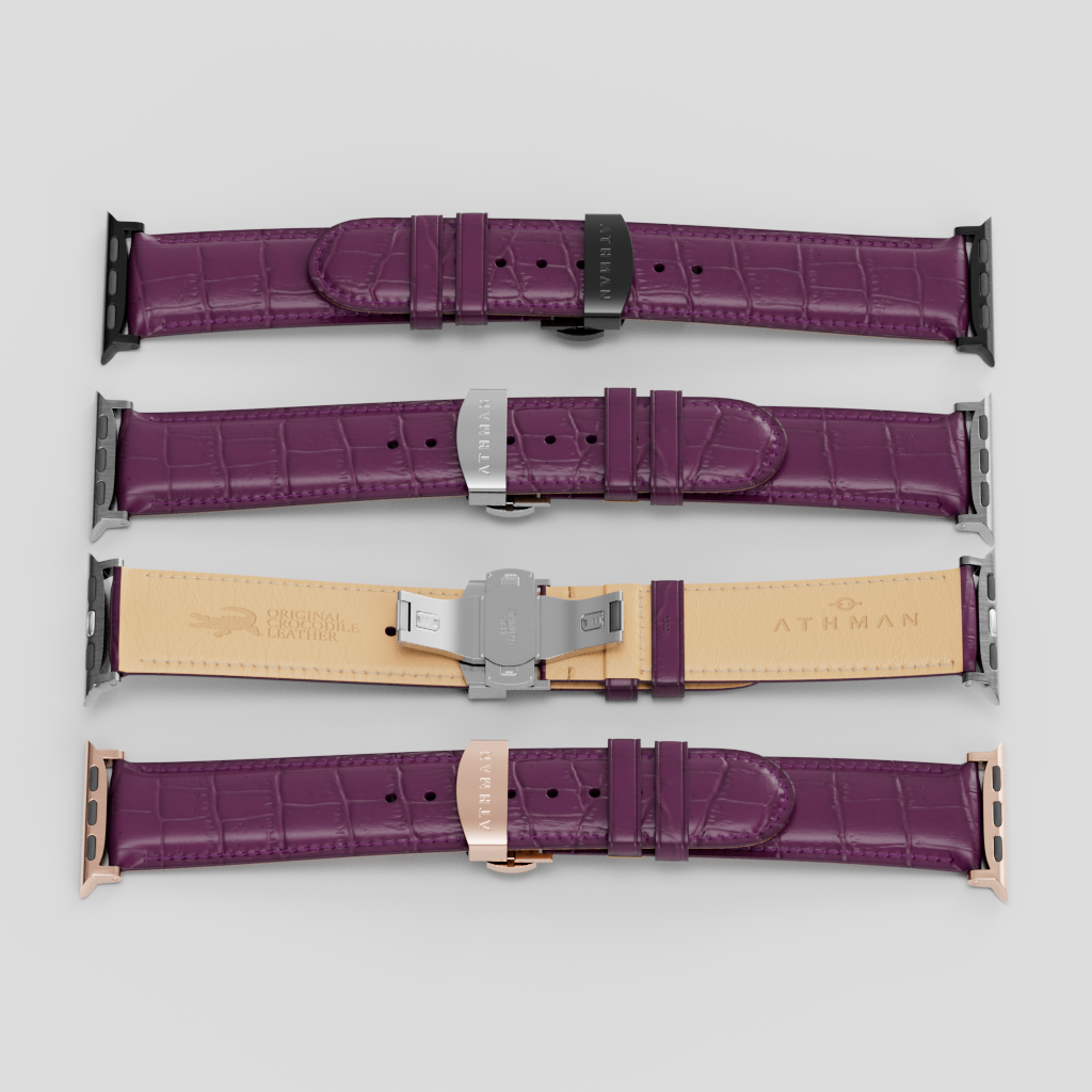 Crocodile Leather Band for Apple Watch - Purple