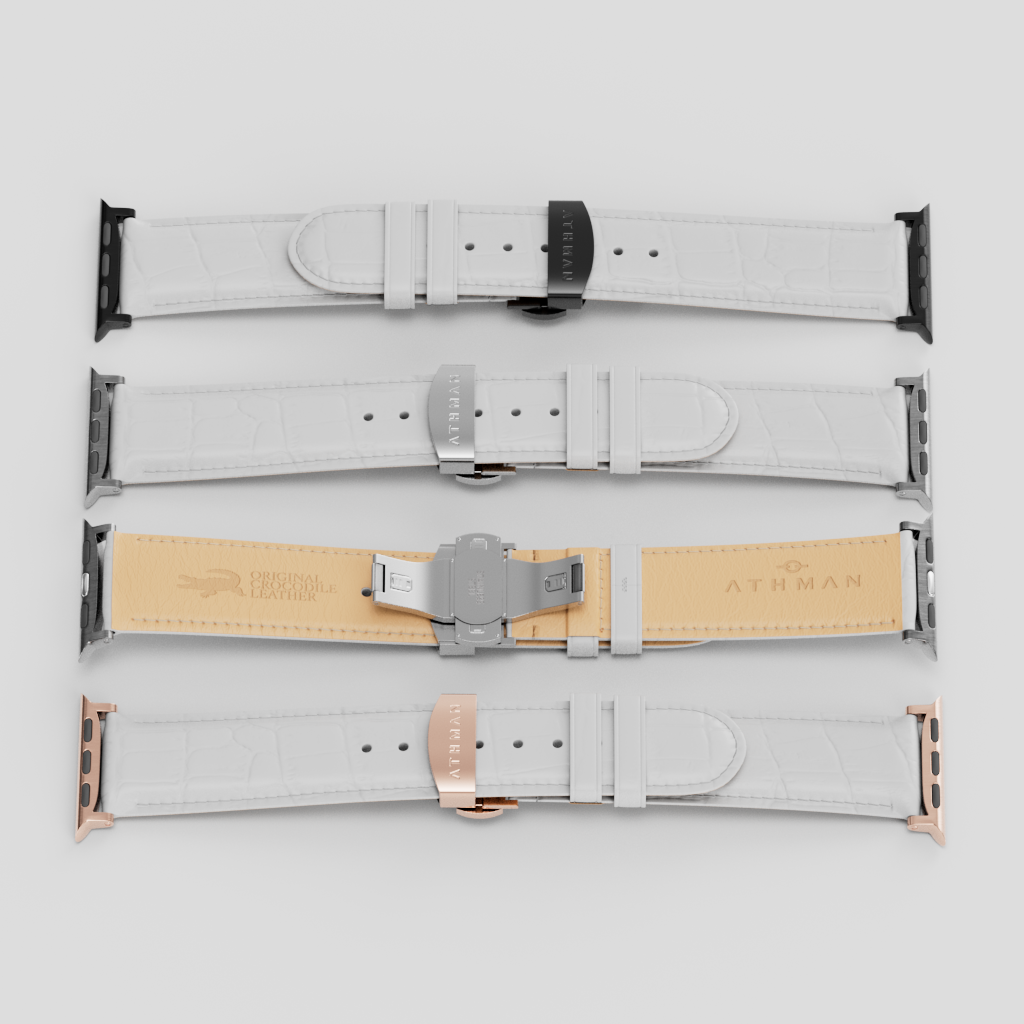 Crocodile Leather Band for Apple Watch - White