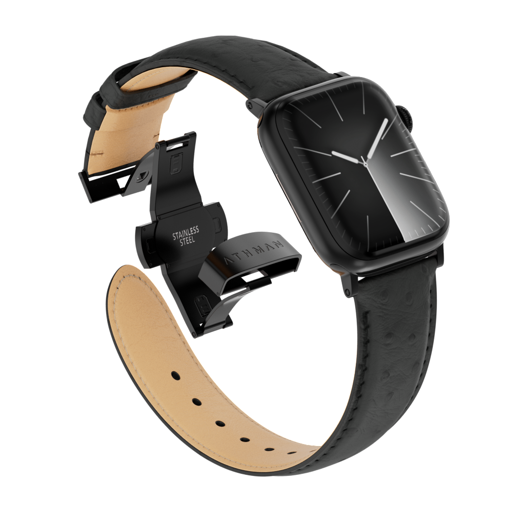 Ostrich Leather Band for Apple Watch-Black