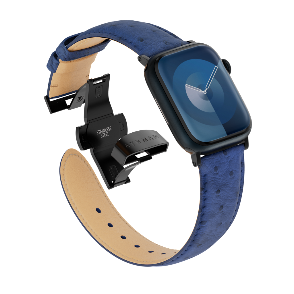 Ostrich Leather Band for Apple Watch-Blue