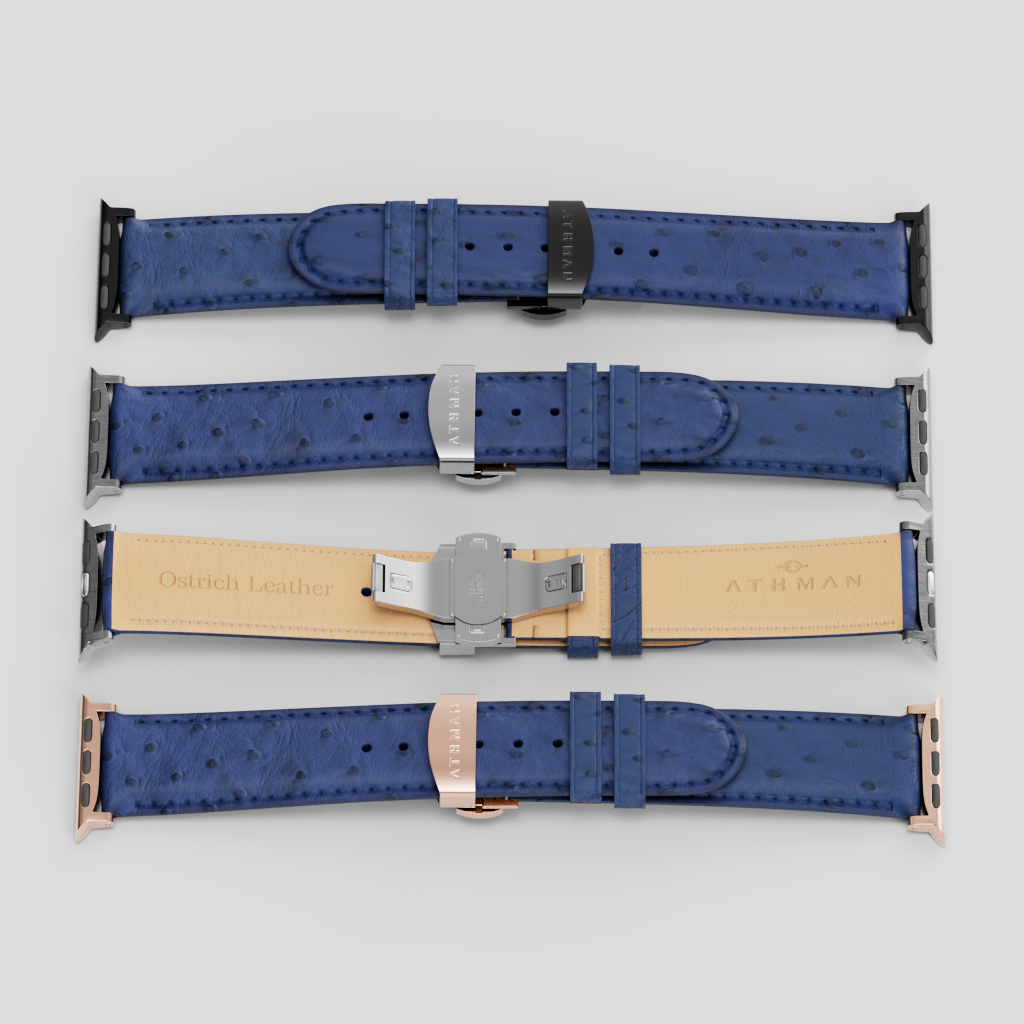 Ostrich Leather Band for Apple Watch-Blue