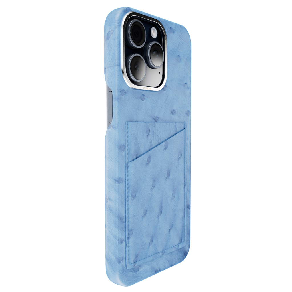 iPhone 15 Pro / Pro Max Leather Case - Ostrich Blue