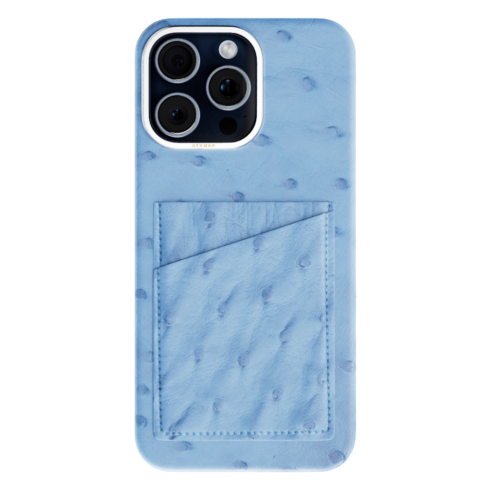 iPhone 15 Pro / Pro Max Leather Case - Ostrich Blue