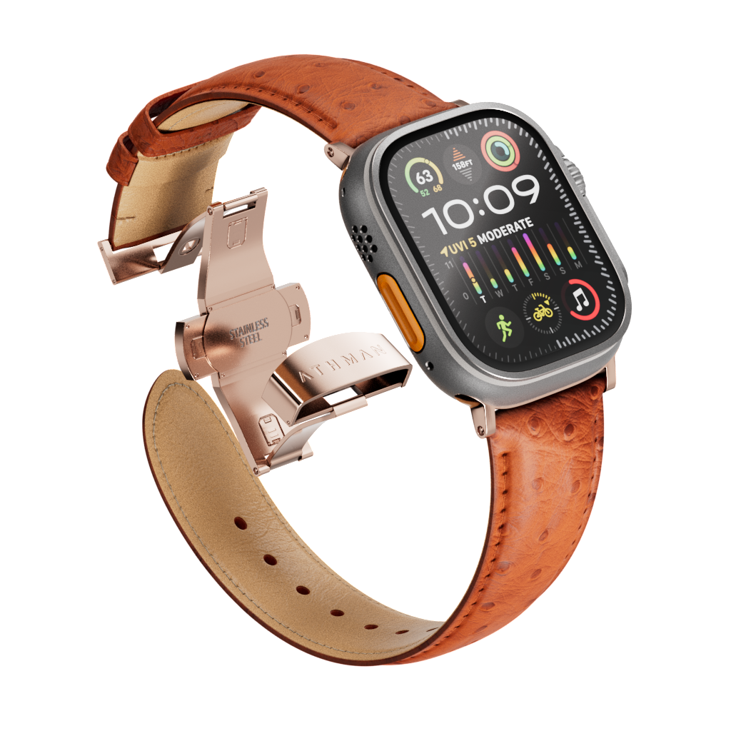 Ostrich Leather Band for Apple Watch-Orange