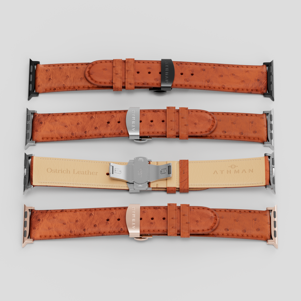 Ostrich Leather Band for Apple Watch-Orange