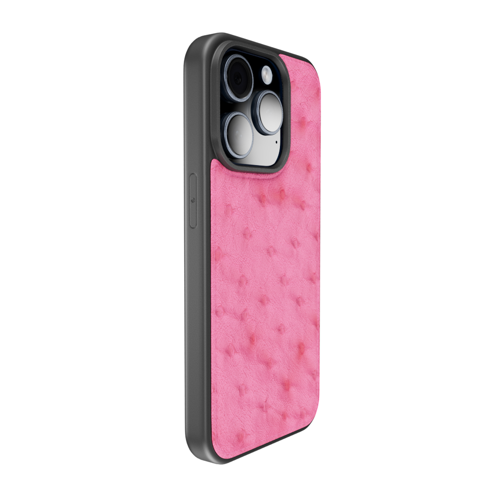 iPhone 15 Pro / Pro Max Leather Case - Ostrich Pink