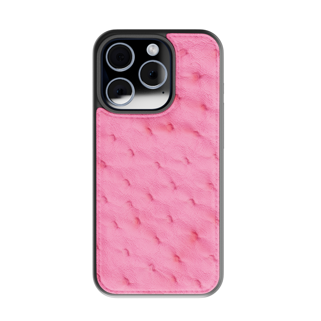 iPhone 15 Pro / Pro Max Leather Case - Ostrich Pink