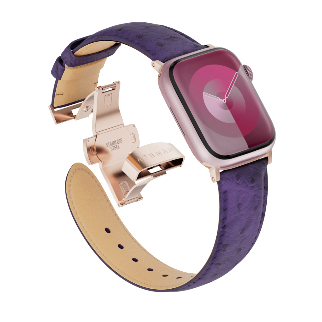 Ostrich Leather Band for Apple Watch-Light Purple