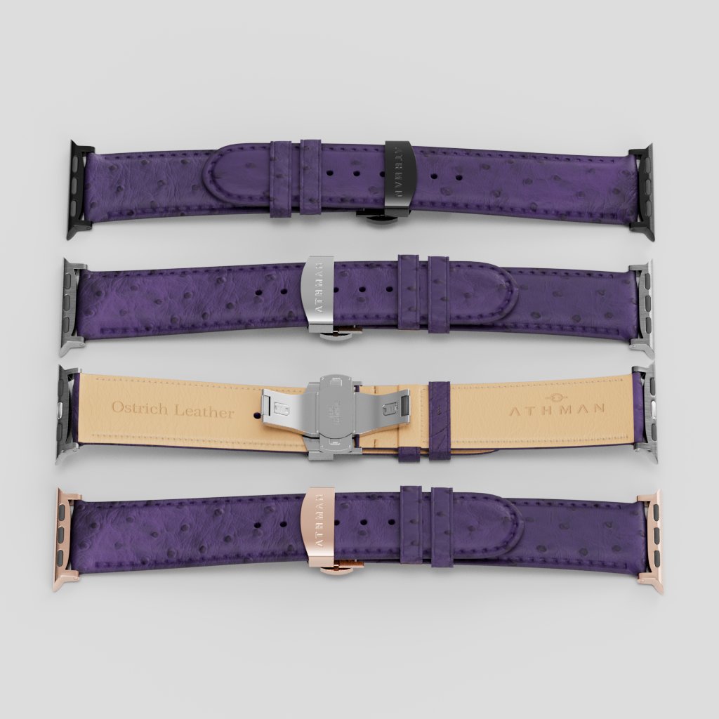 Ostrich Leather Band for Apple Watch-Light Purple