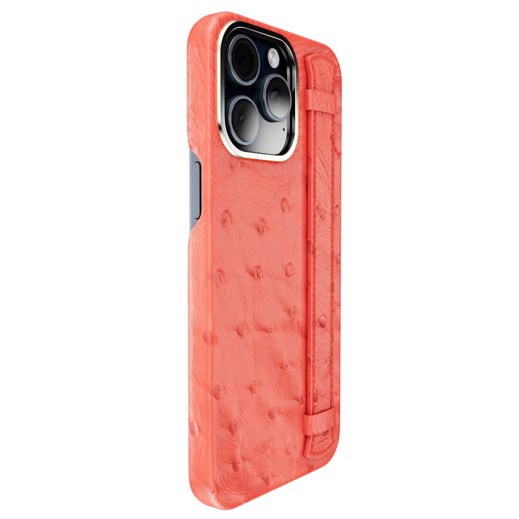 iPhone 15 Pro / Pro Max Leather Case - Ostrich Red