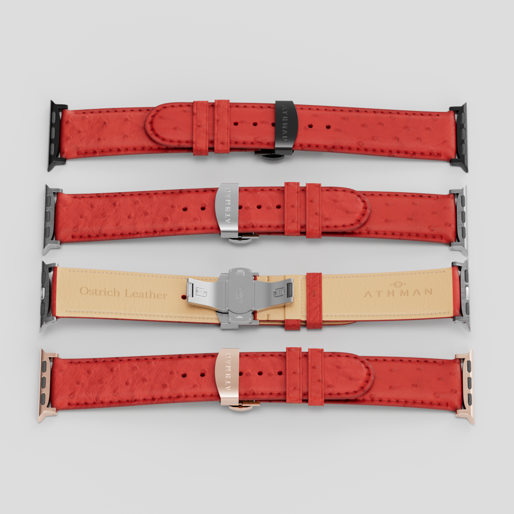 Ostrich Leather Band for Apple Watch - Red