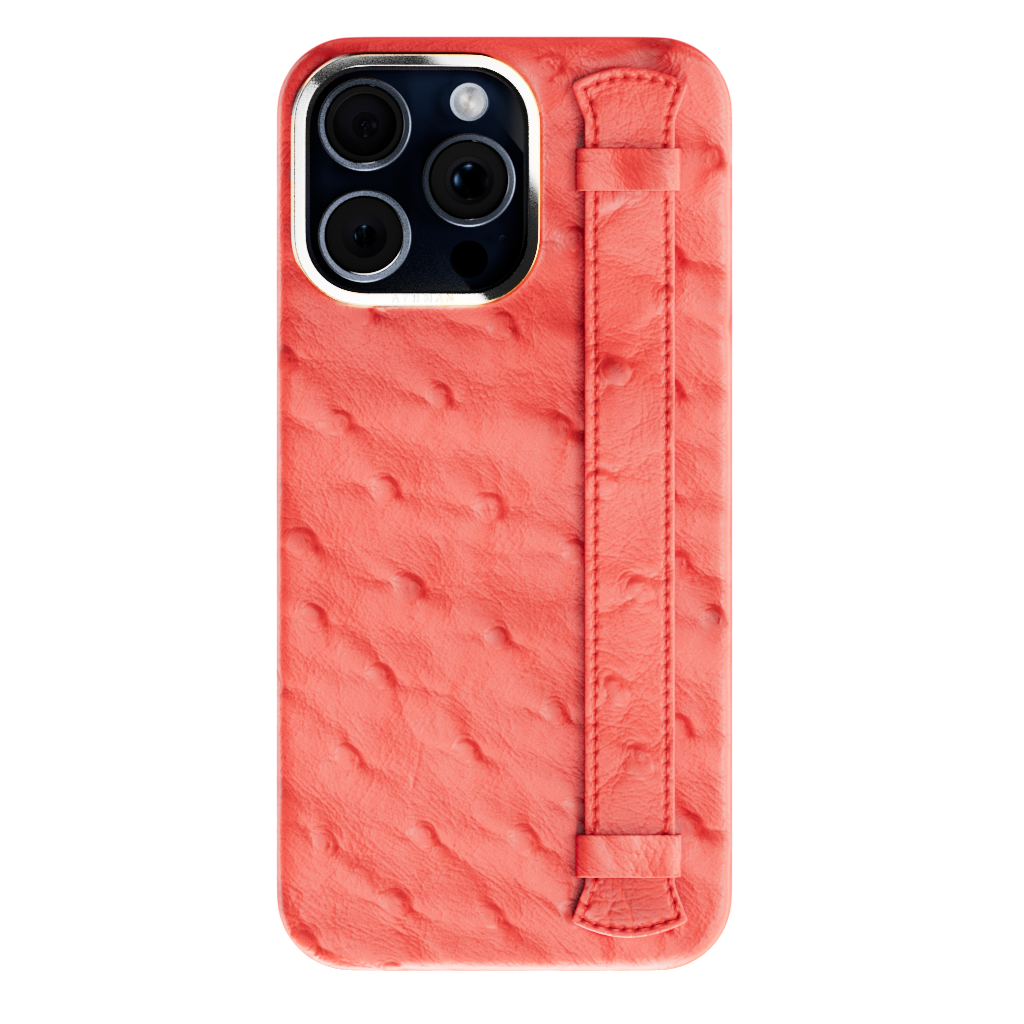 iPhone 15 Pro / Pro Max Leather Case - Ostrich Red